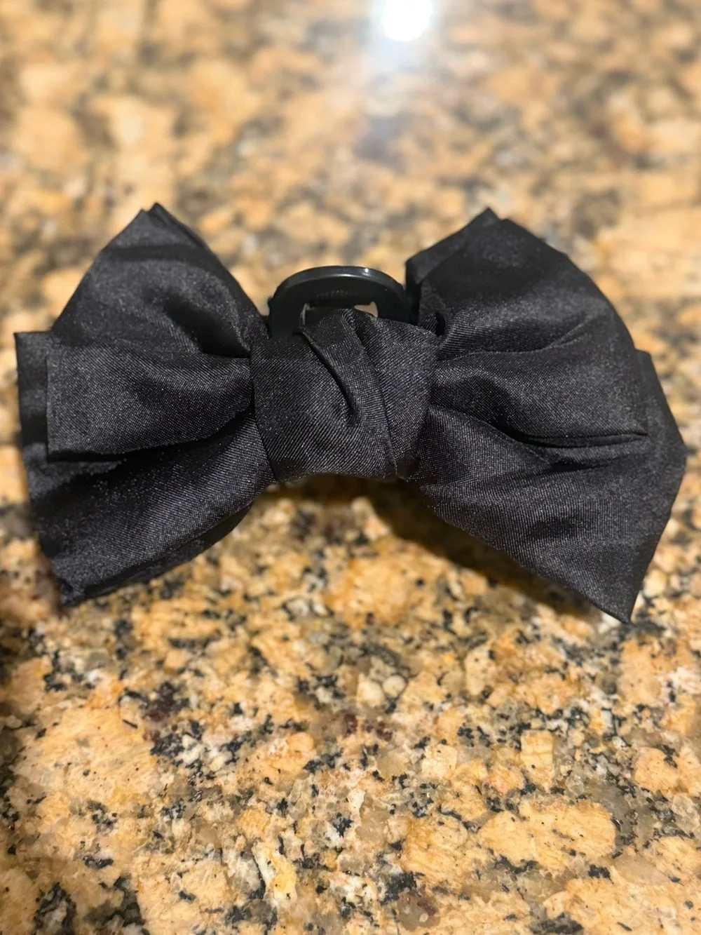 Black Satin Ribbon Bow Claw Clip Hair Accessory 5” Victorian Romantic Goth NWOT